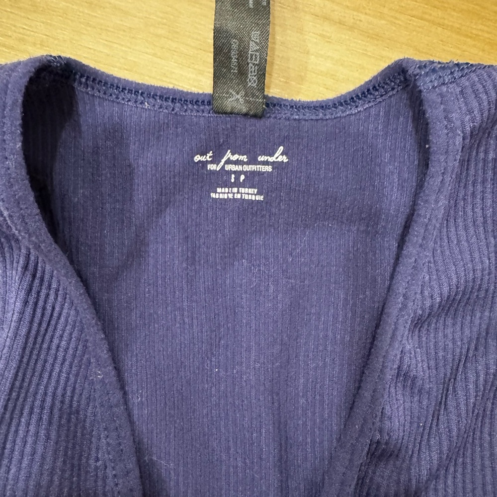 Urban Outfitters Out From Under Dark Blue Deep Plunge V-Neck Ribbed Tank - Picture 3 of 6